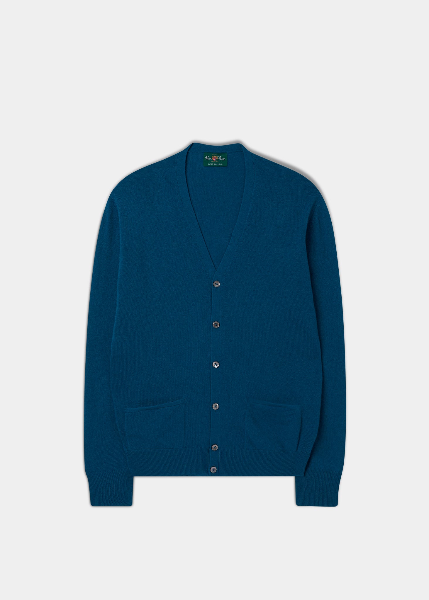Men's Geelong Lambswool Cardigan in Teal