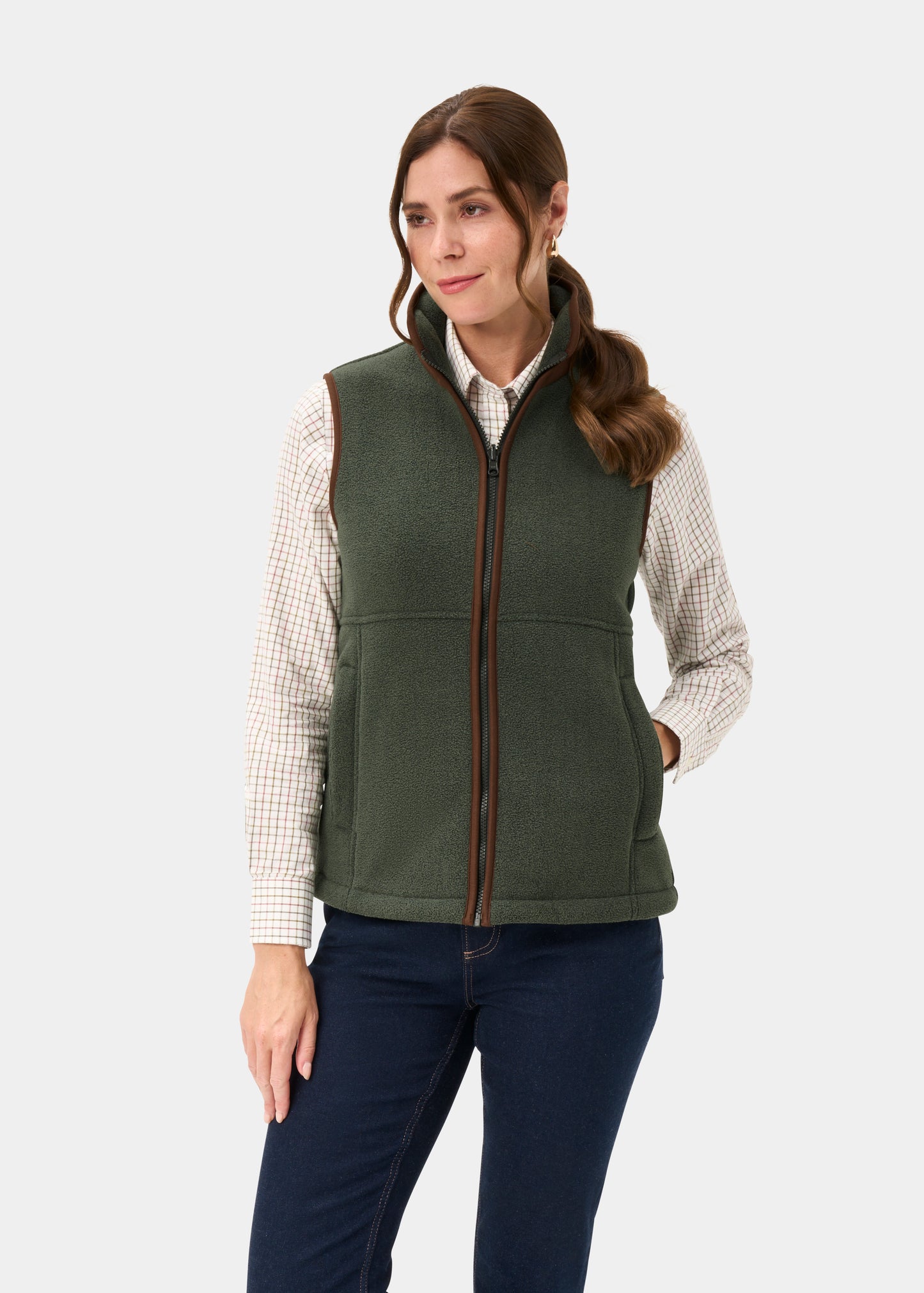Aylsham Ladies Fleece Gilet In Cedar Green - Regular Fit