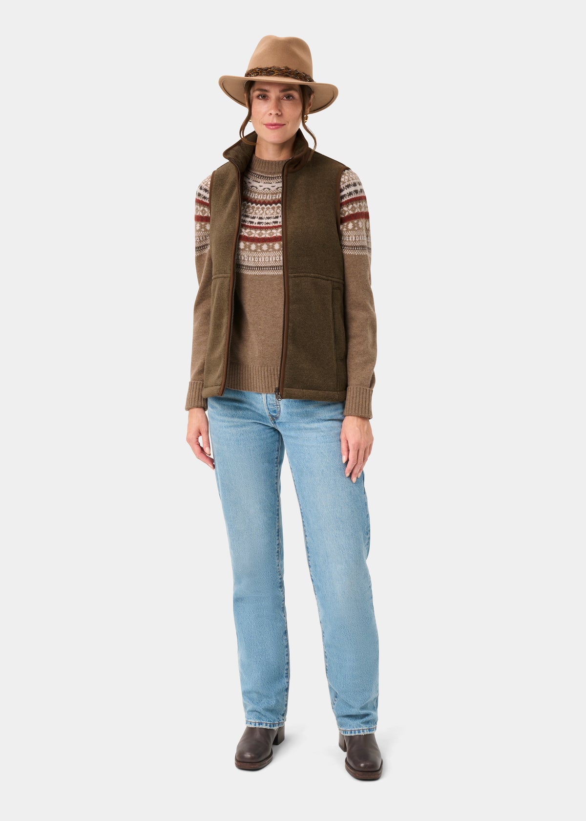 Aylsham Ladies Fleece Gilet In Pecan - Regular Fit