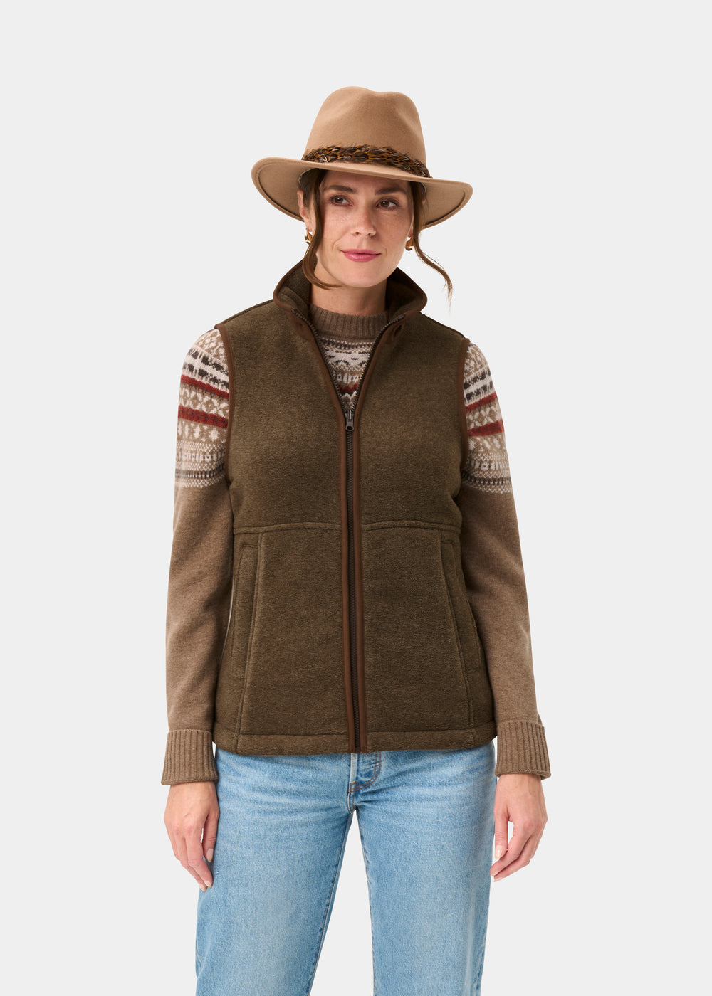 Aylsham Ladies Fleece Gilet In Pecan - Regular Fit