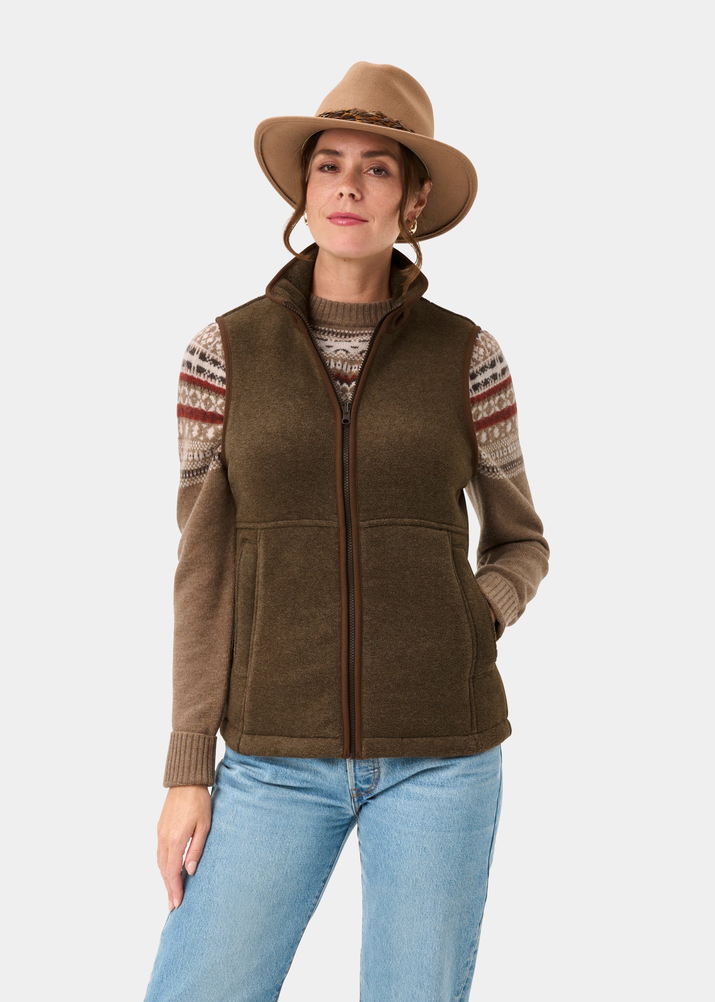 Aylsham Ladies Fleece Gilet In Pecan - Regular Fit