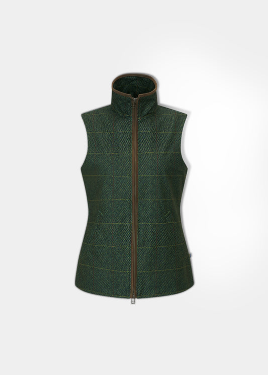 Didsmere Ladies Technical Tweed Gilet In Myrtle