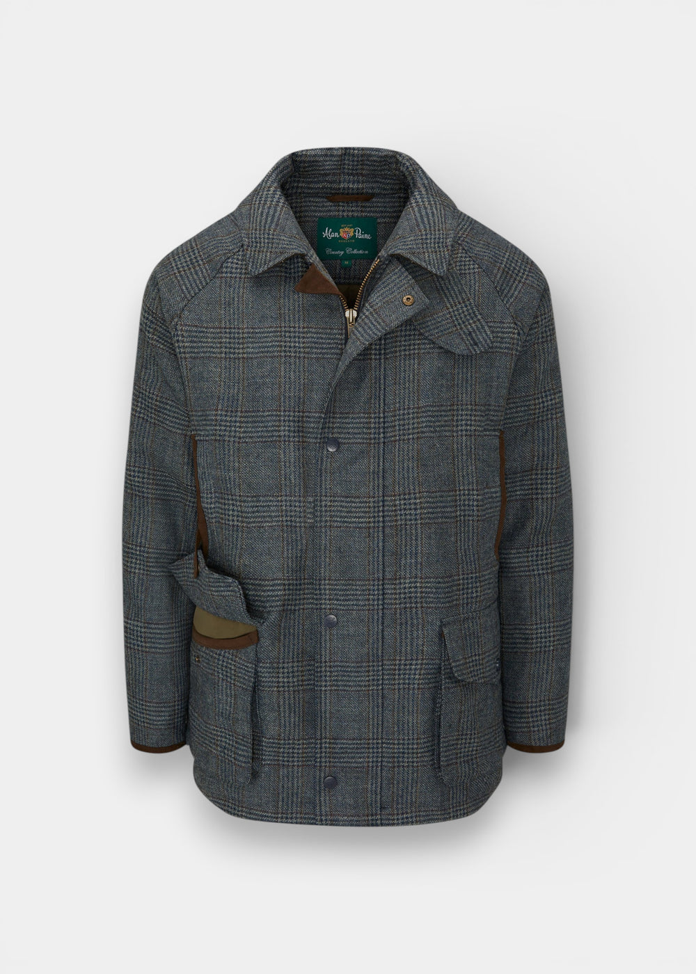 Surrey Men's Tweed Waterproof Coat in Blue Check  -  Shooting Fit