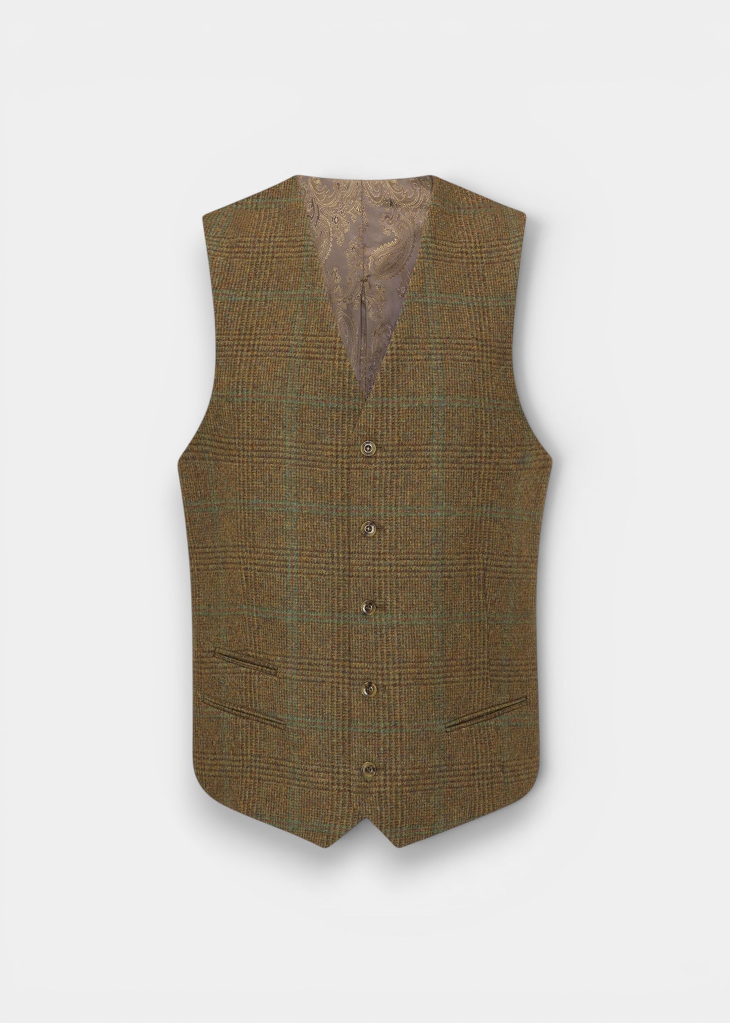 Surrey Men's Tweed Water Repellent Lined Waistcoat in Marsh  -  Regular Fit