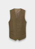 Surrey Men's Tweed Water Repellent Lined Waistcoat in Marsh  -  Regular Fit