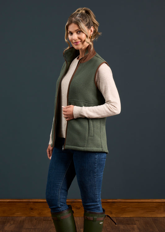 Aylsham Ladies Fleece Gilet In Cedar Green