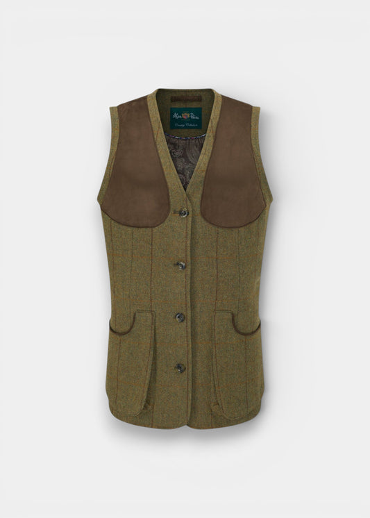Combrook Ladies Tweed Water Repellent Shooting Waistcoat in Grove  -  Regular Fit