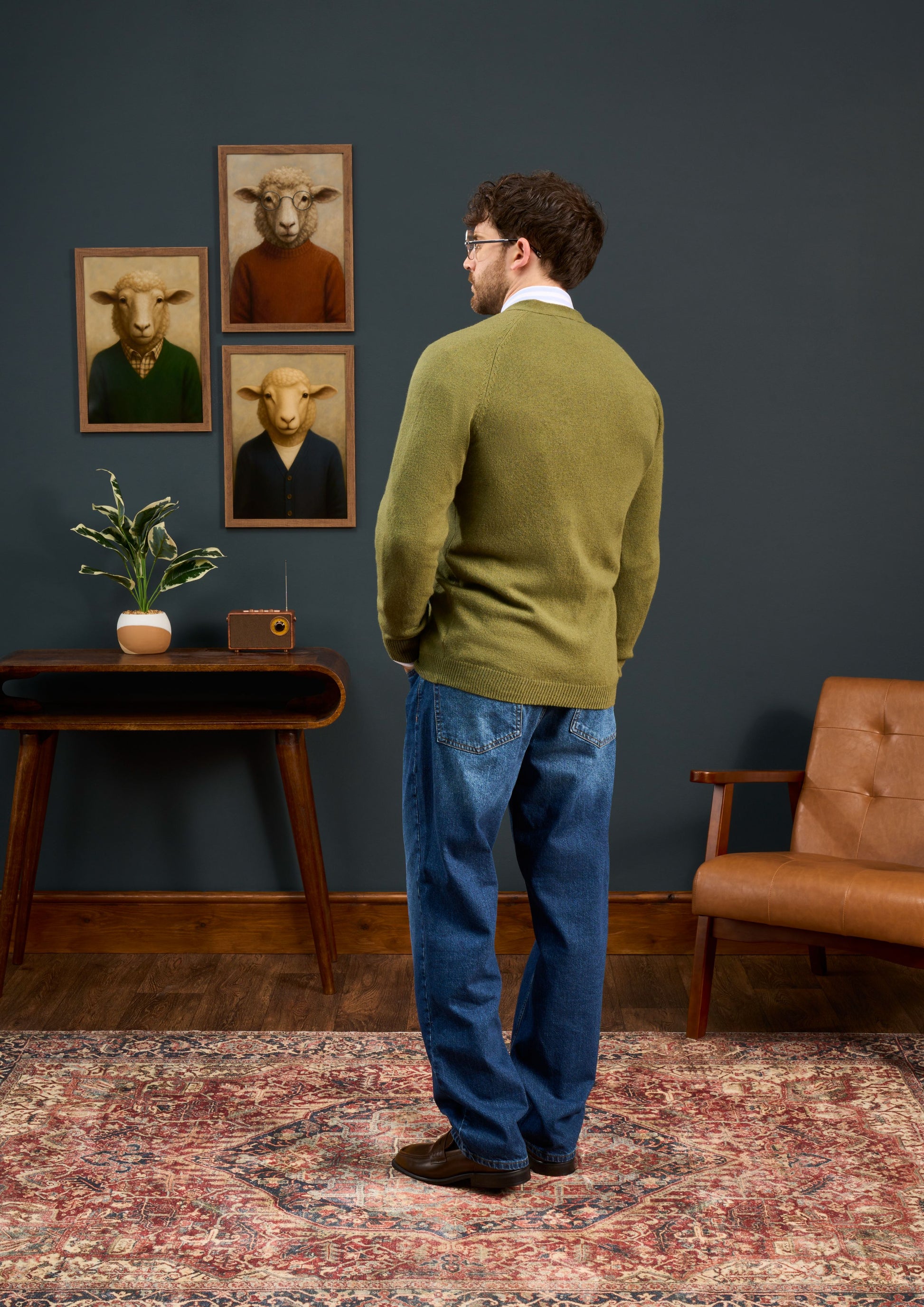 Cornwall-Lambswool-Carigan-Green-Bean