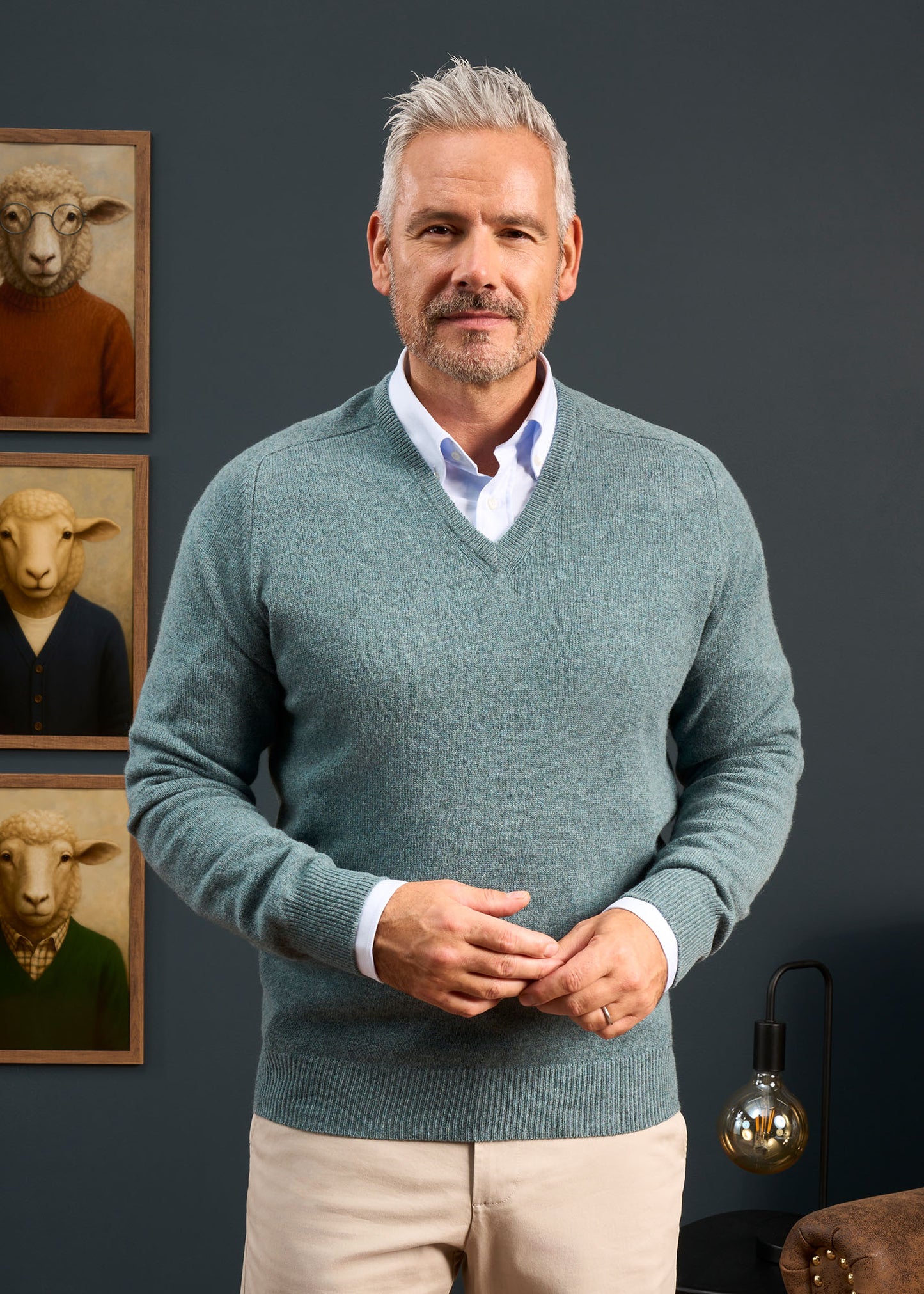 Hampshire Lambswool Jumper in Caspian