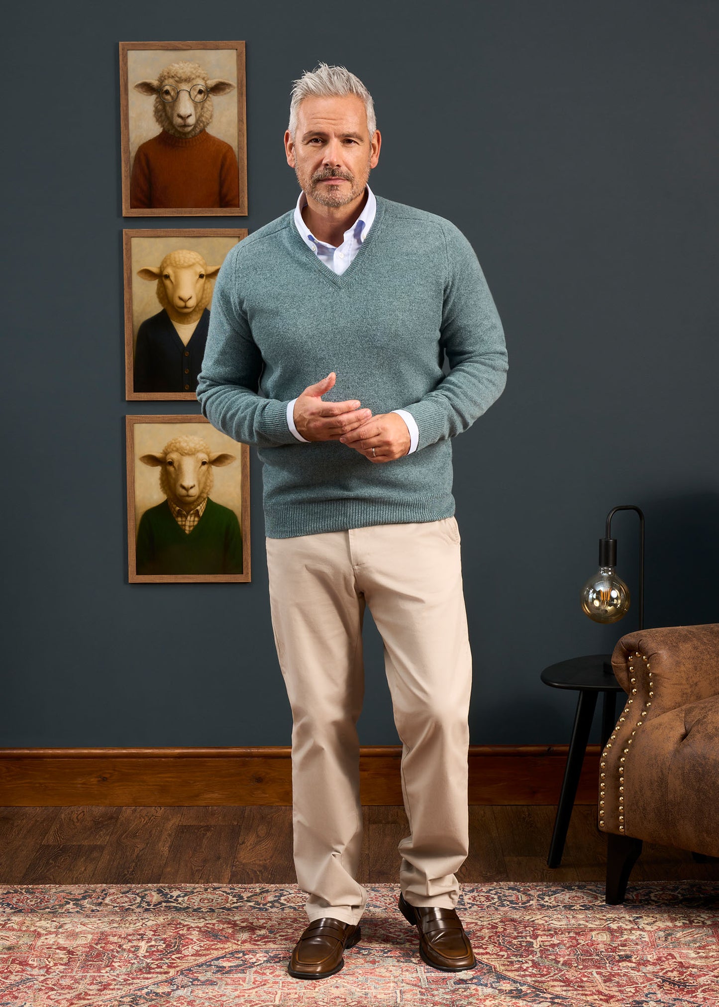 Hampshire Lambswool Jumper in Caspian
