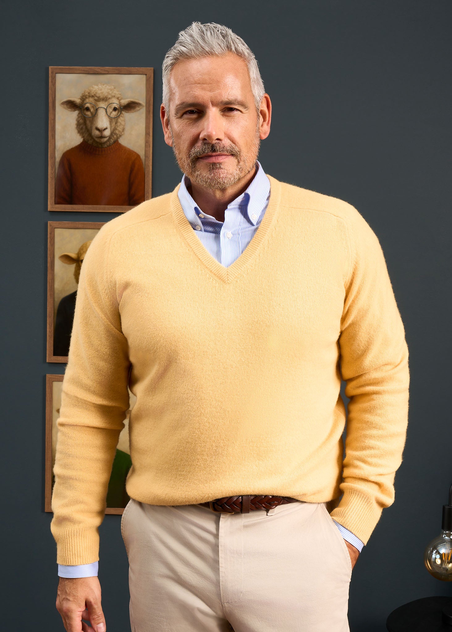 Hampshire Lambswool Jumper in Canary 