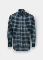 Ilkley Flannel Blue and Brown Check Shirt - Shooting Fit