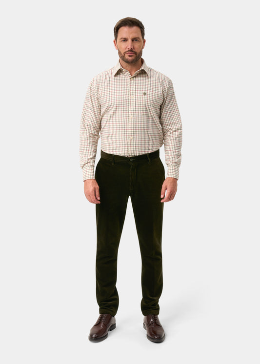 Men's Cotton Cord Trousers In Olive