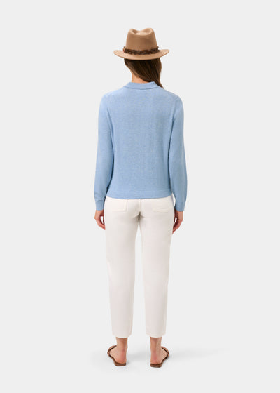 Rosa Ladies Cotton Cashmere Cardigan In Steel Blue