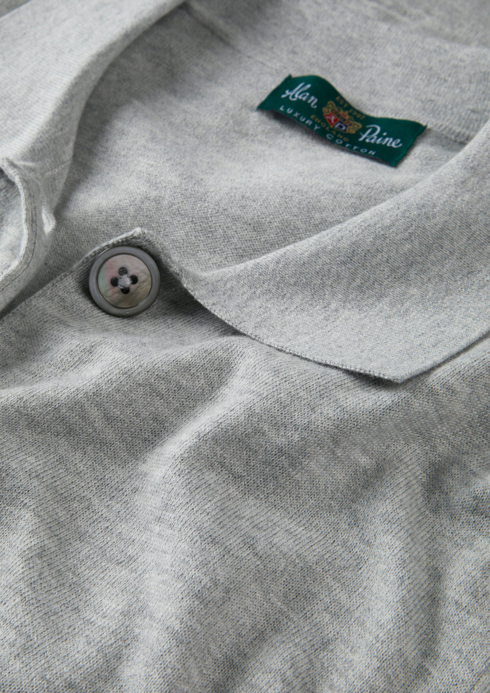Ladies Cotton Cashmere Collared Cardigan in Light Grey