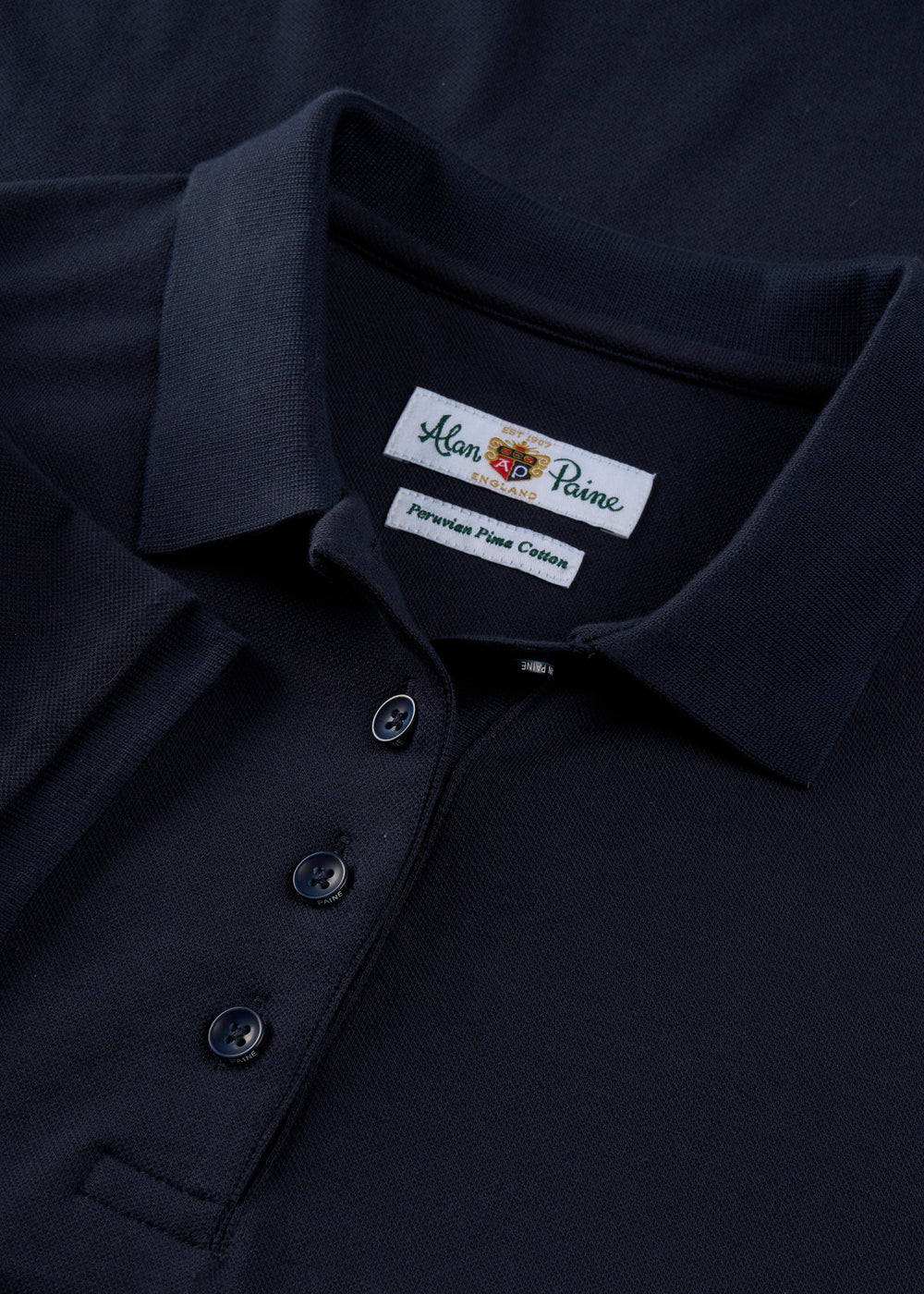 Ladies Cotton Pique Polo Shirt in Navy