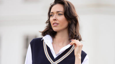 Ladies Cotton Cricket Slipover In Dark Navy