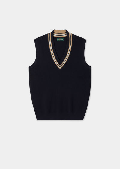 Ladies Cotton Cricket Slipover In Navy