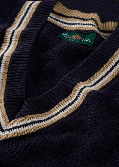 Ladies Cotton Cricket Slipover In Navy