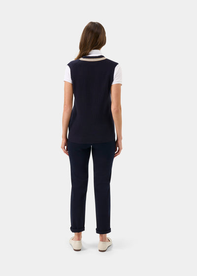 Ladies Cotton Cricket Slipover In Navy