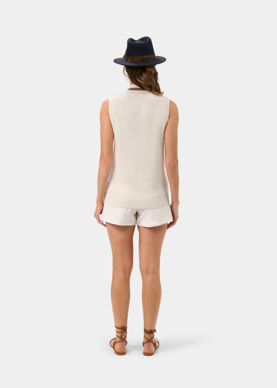 Ladies Cotton Cricket Slipover In Ecru
