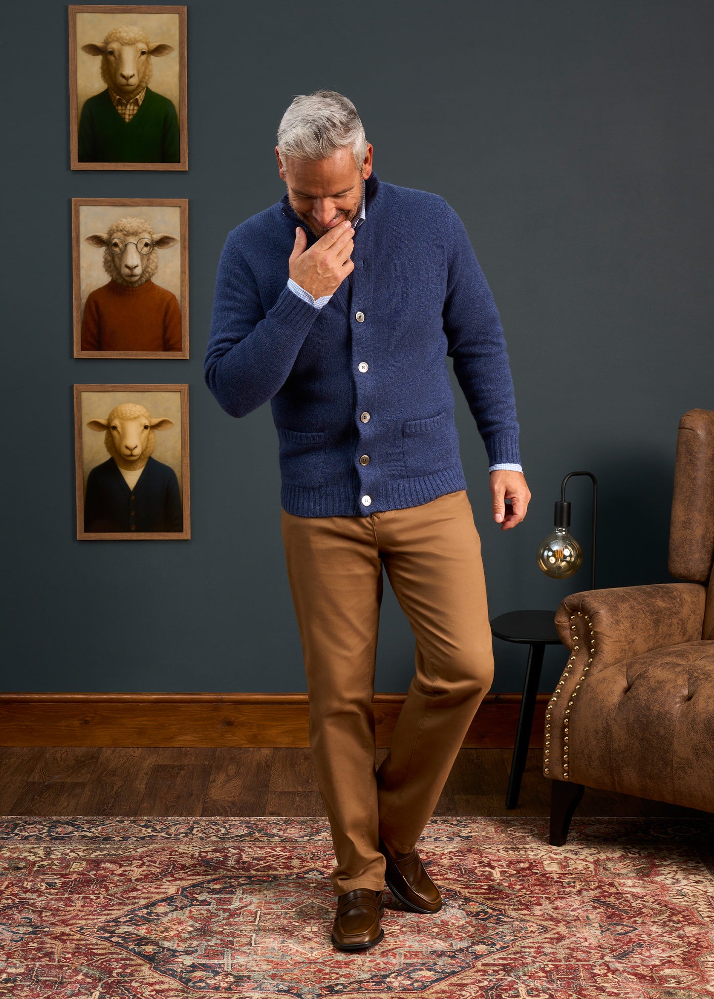 Landford Men's Lambswool Buttoned Jumper In Rhapsody - Regular Fit