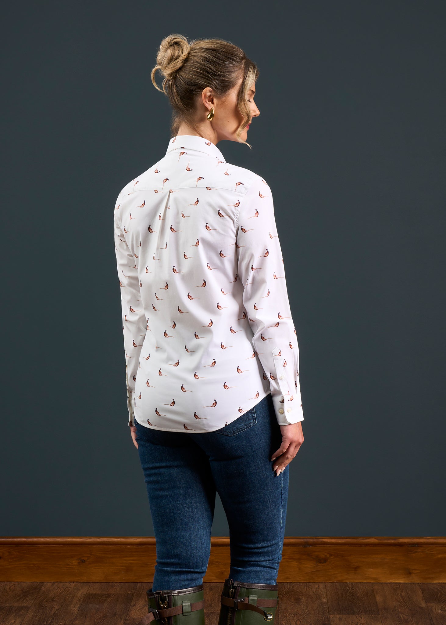 Lawen Ladies Printed Cotton Shirt - Pheasant Design