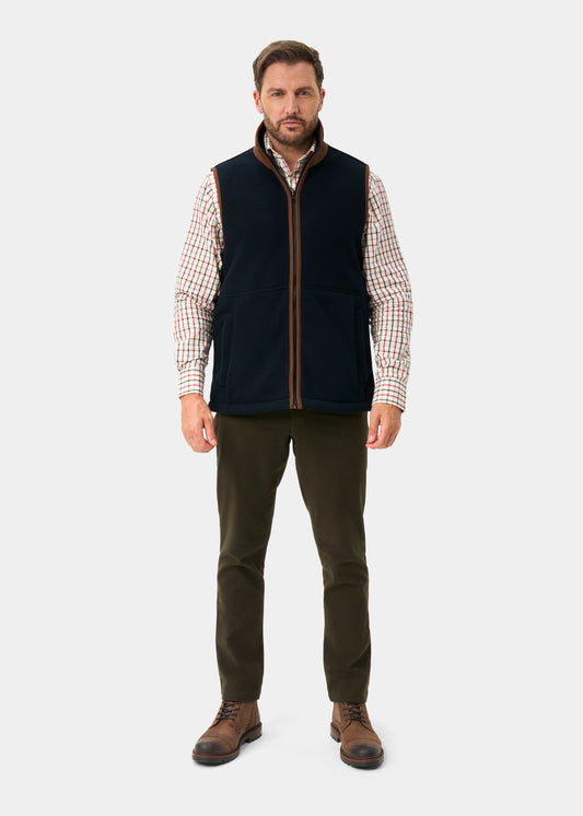 Aylsham Men's Fleece Gilet In Dark Navy - Regular Fit