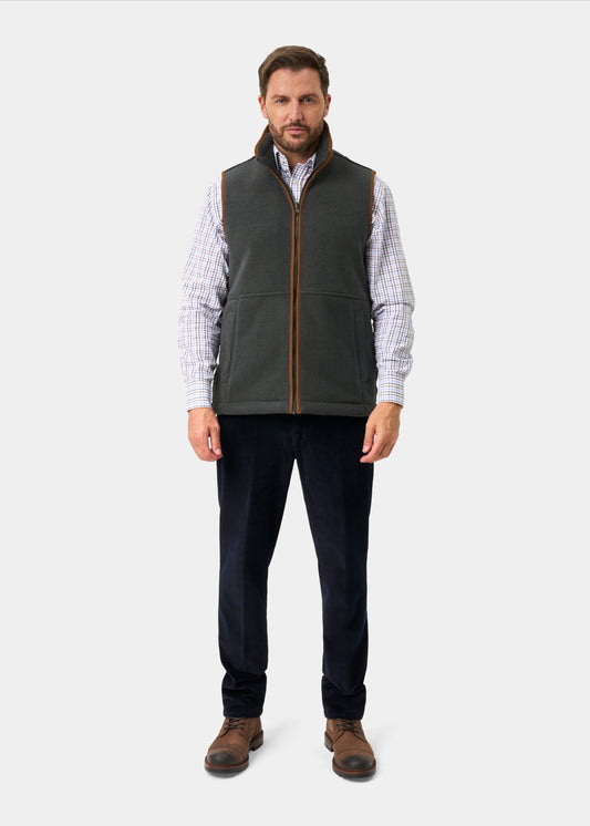 Aylsham Men's Fleece Gilet In Gunmetal - Regular Fit