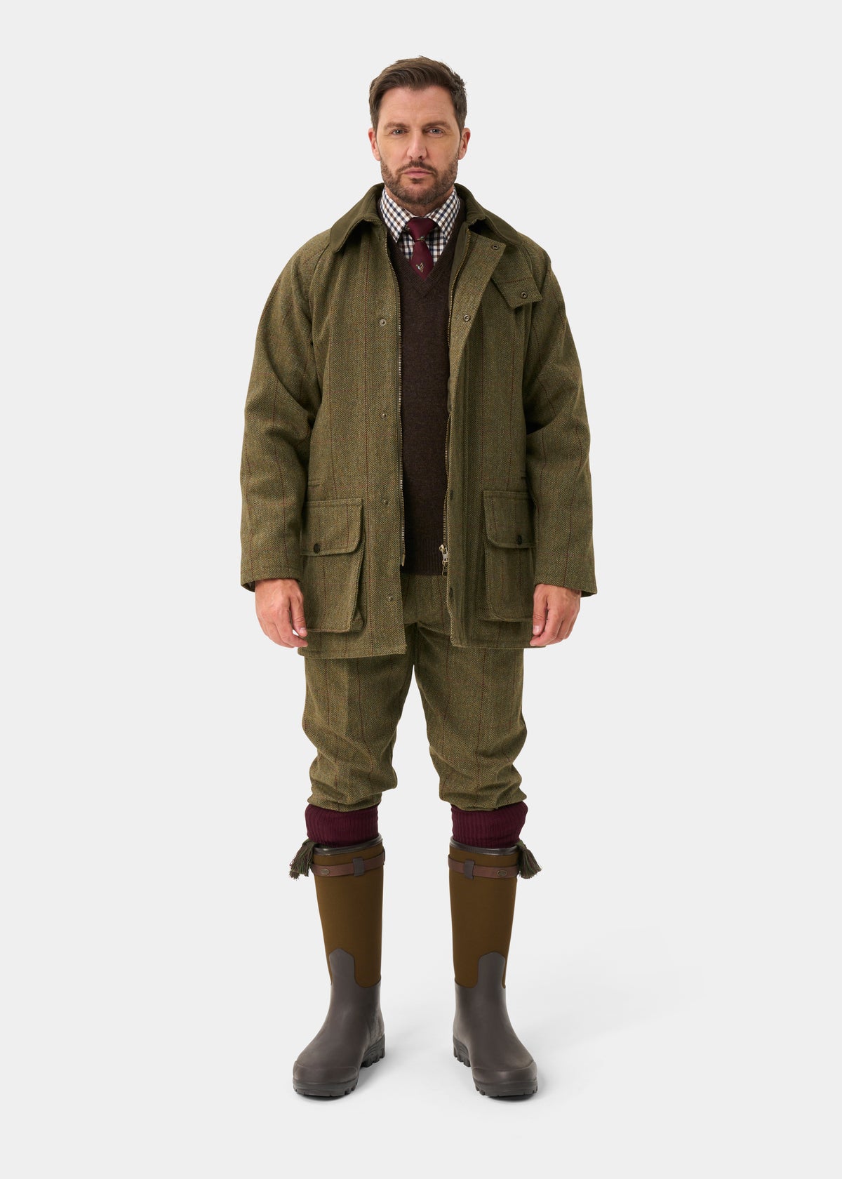 Rutland Men's Tweed Waterproof Shooting Coat in Oakley  -  Regular Fit