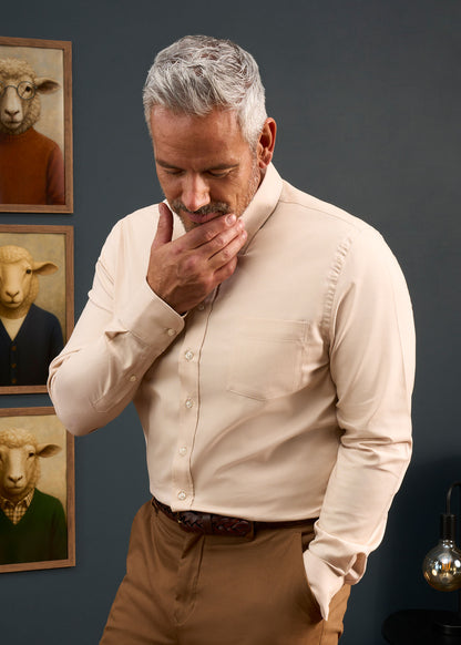 Men's Cotton Button Down Brown Shirt