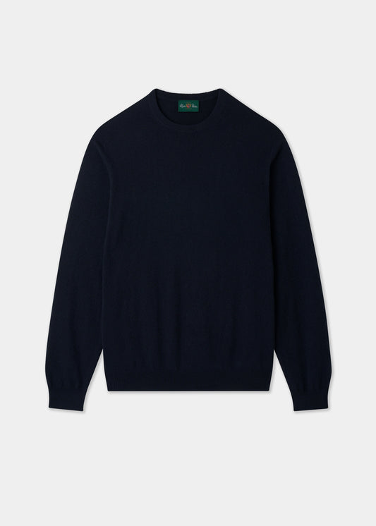 Men's Cashmere Crew Neck Jumper in Dark Navy