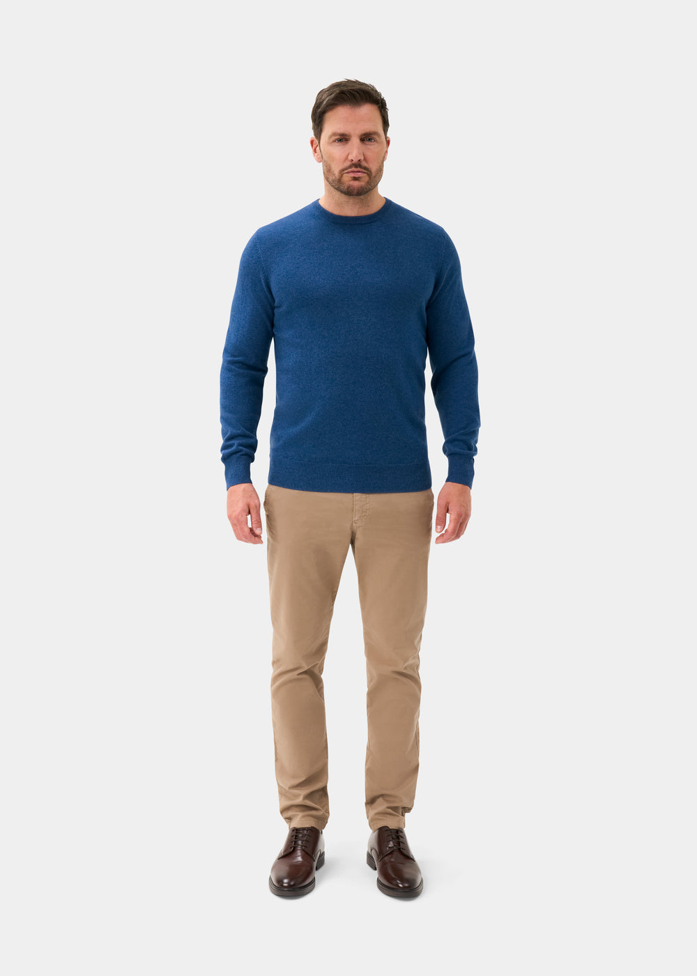 Men's Cashmere Crew Neck Jumper in Denim