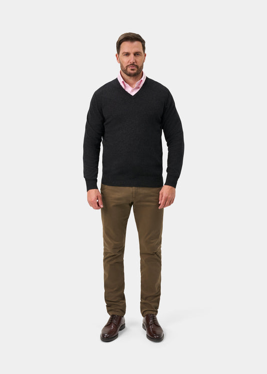 Haddington Cashmere Jumper in Charcoal - Regular Fit
