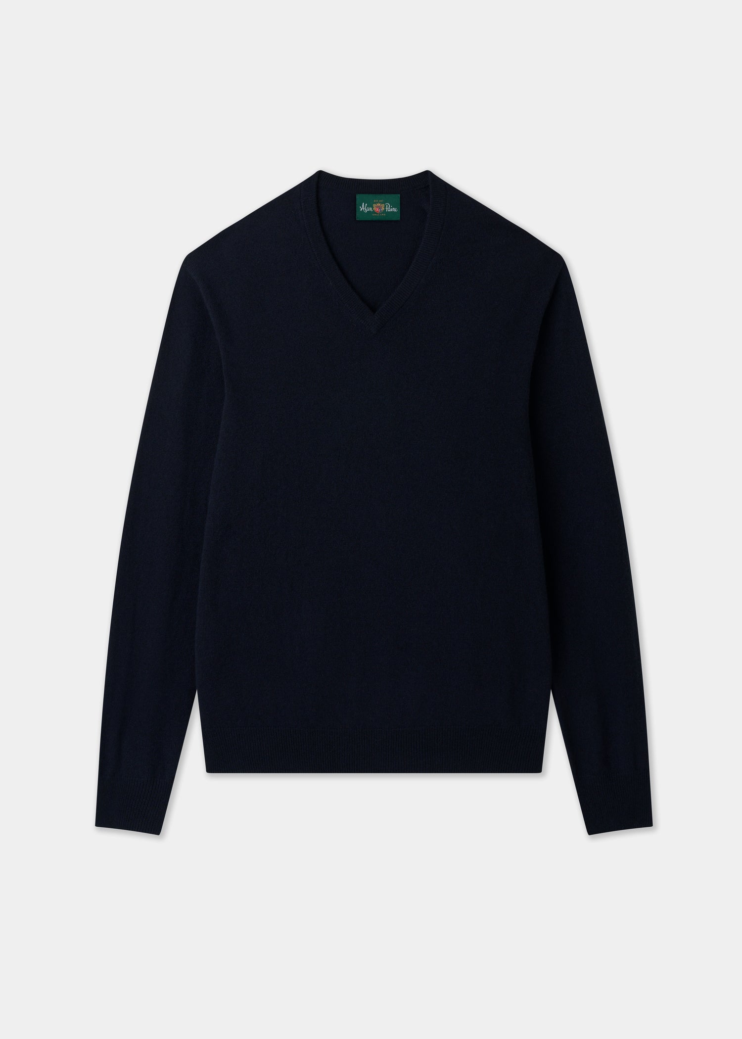 Men's Cashmere Vee Neck Jumper in Dark Navy
