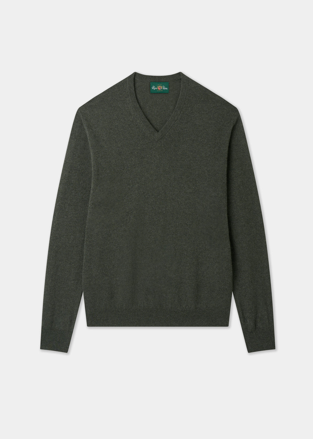 Men's Cashmere Vee Neck Jumper in Rosemary