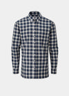 Men's Cotton Button Down Blue Check Shirt