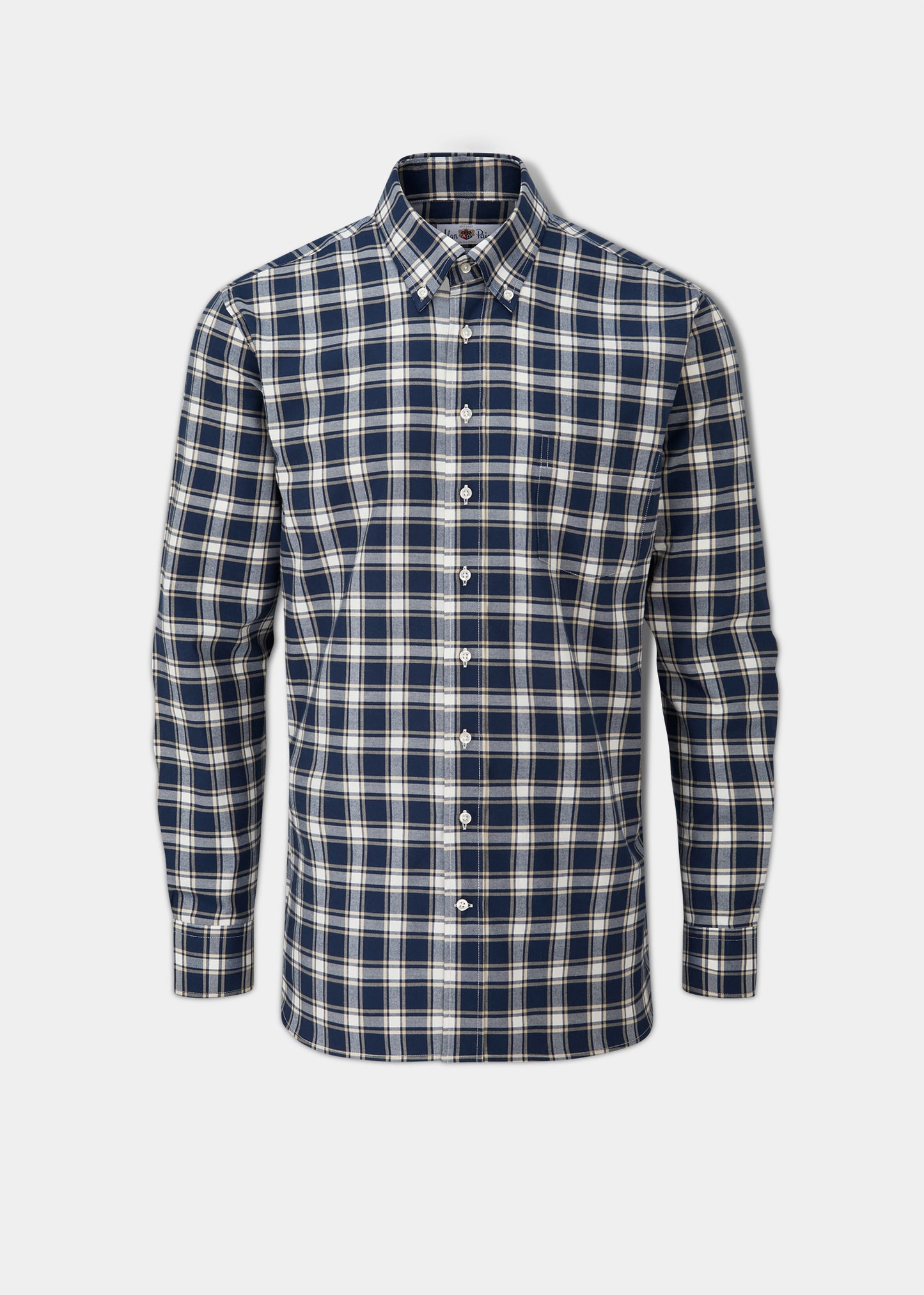 Men's Cotton Button Down Blue Check Shirt