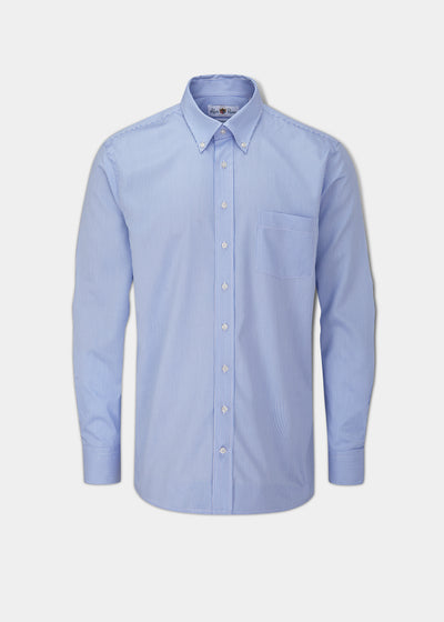 Men's Cotton Button Down Blue Striped Shirt
