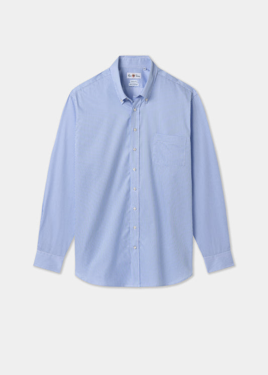 Men's Cotton Long Sleeve Shirt in Blue Striped