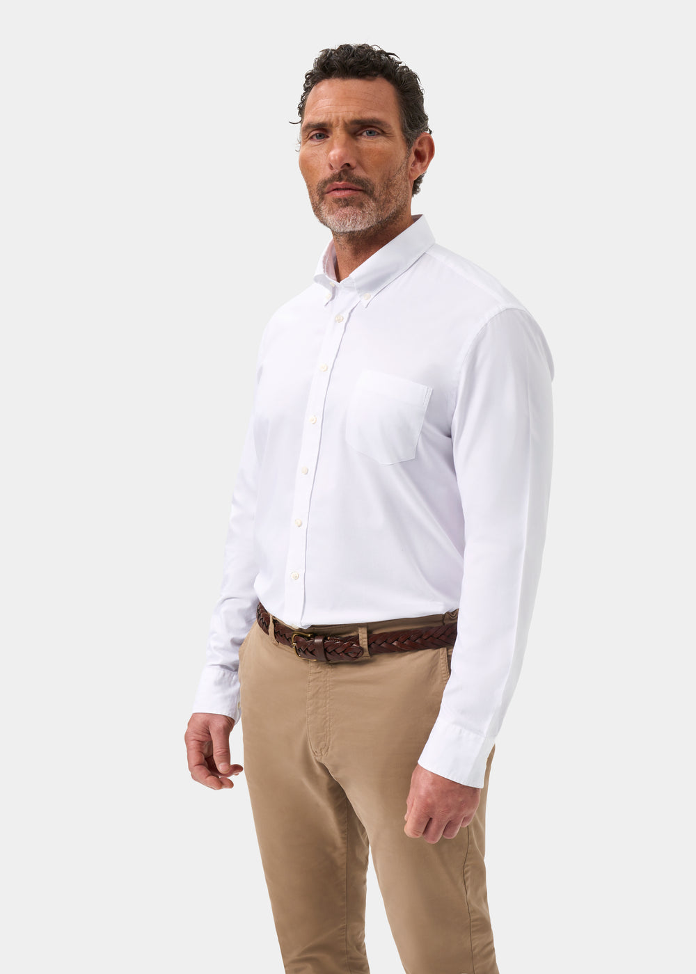Men's Cotton Long Sleeve Shirt in White