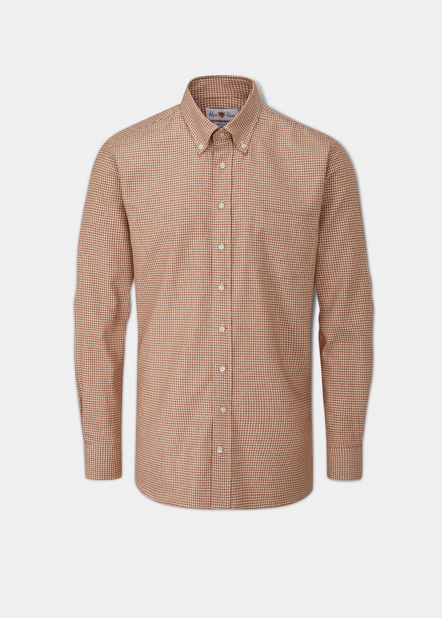 Men's Cotton Button Down Brown Small Check Shirt 