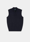 Men's Cotton Cashmere Quarter Zip Gilet in Navy