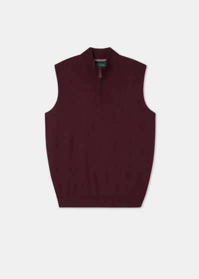 Men's Cotton Cashmere Quarter Zip Gilet in Purple