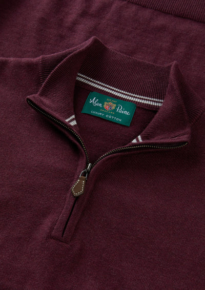 Men's Cotton Cashmere Quarter Zip Gilet in Purple