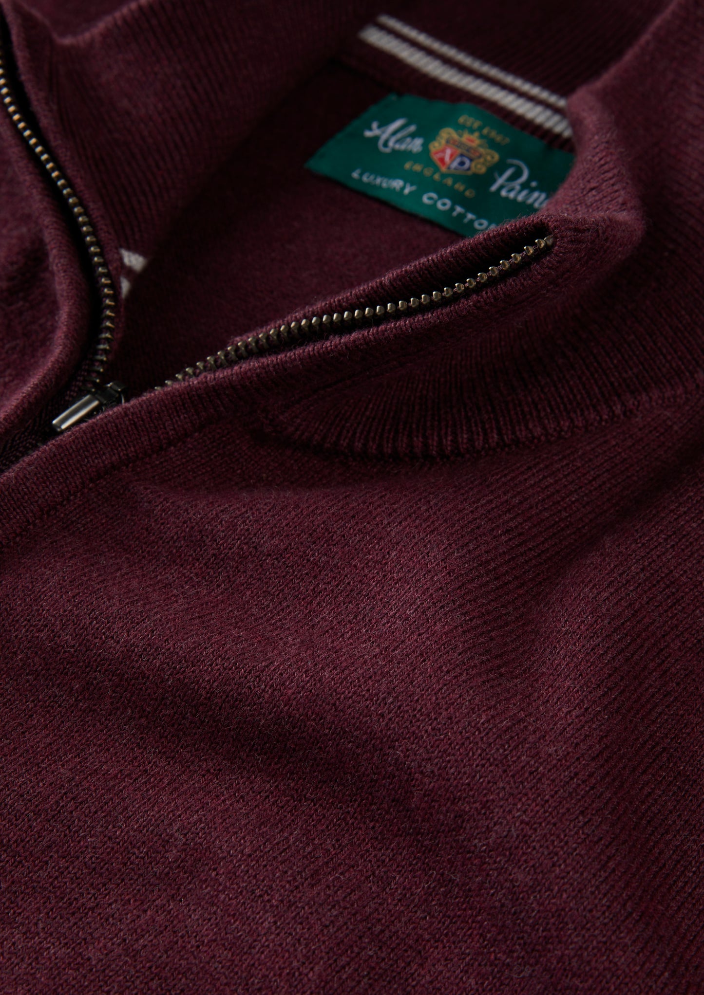 Men's Cotton Cashmere Quarter Zip Gilet in Purple