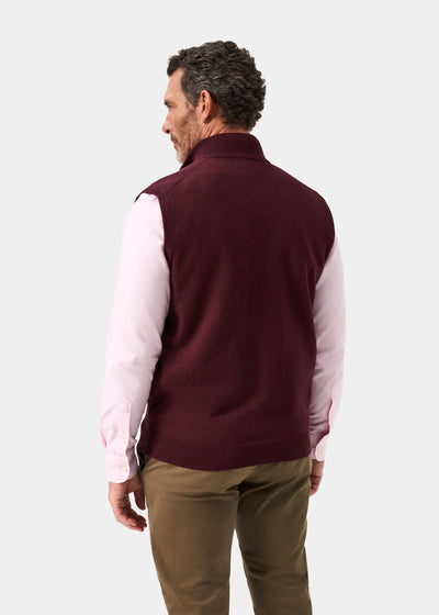 Men's Cotton Cashmere Quarter Zip Gilet in Purple