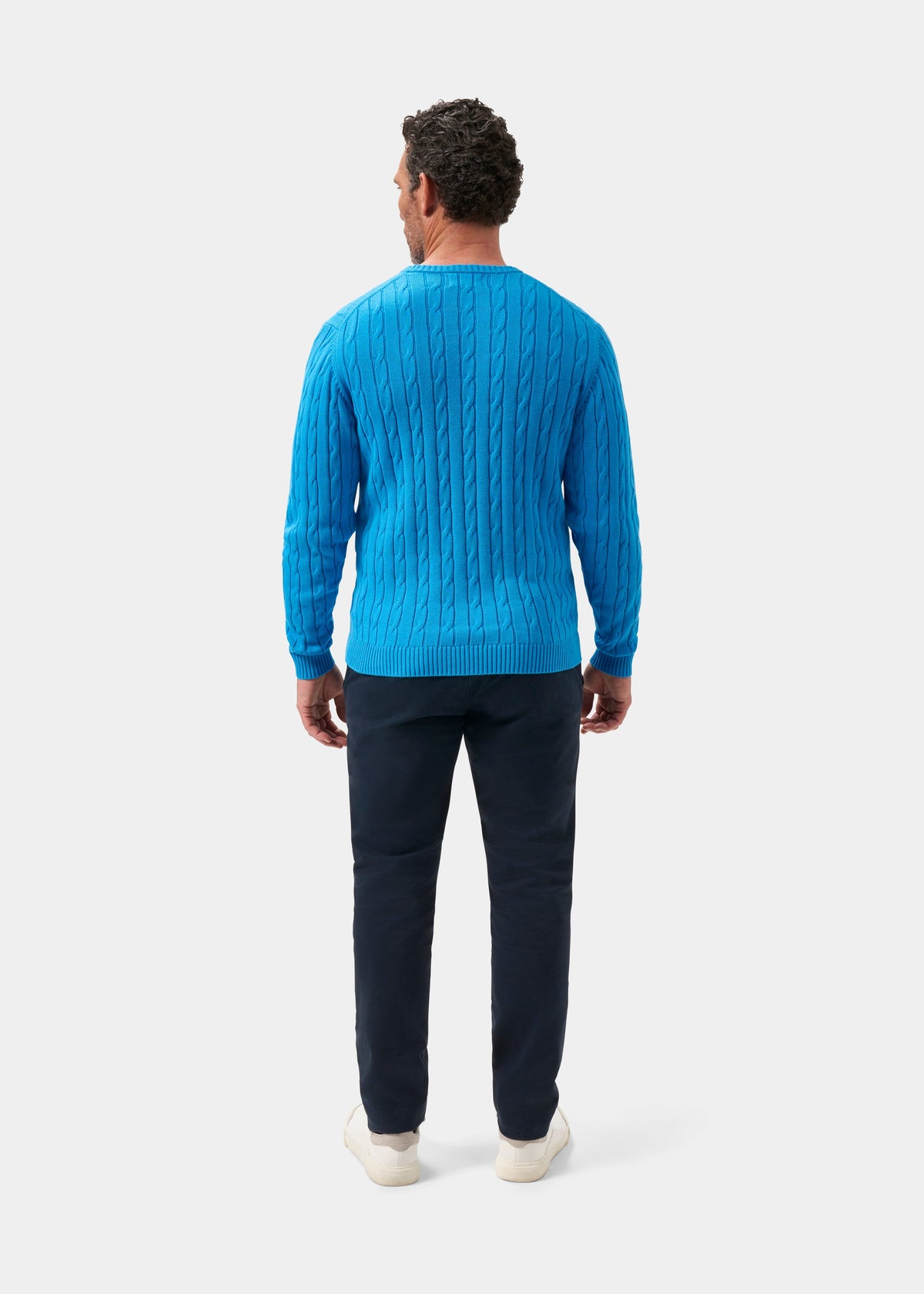 Men's Cotton Cashmere Crew Neck Jumper in Blue