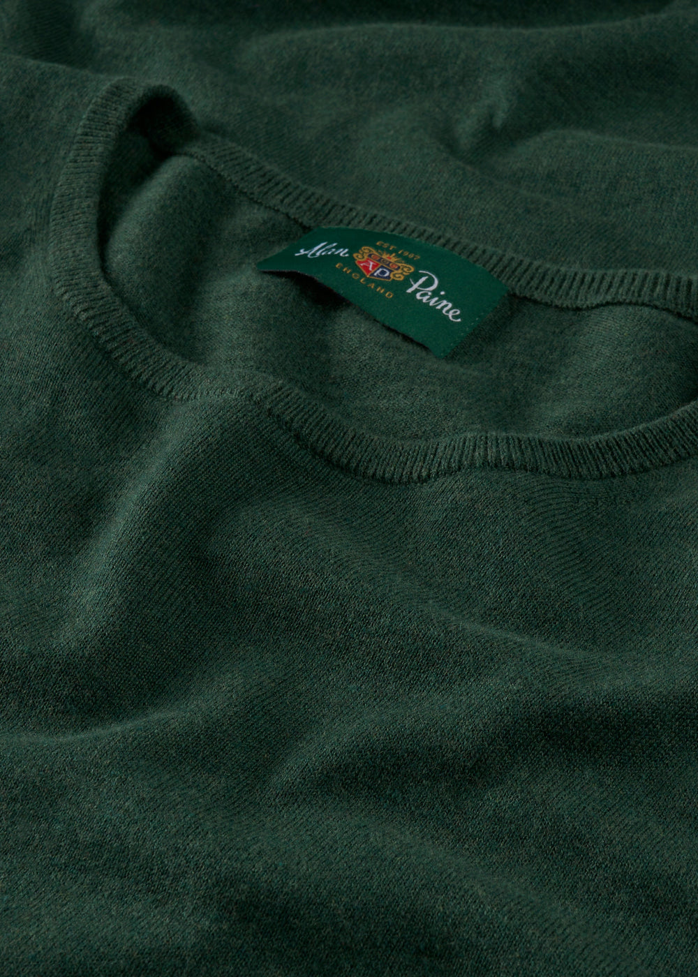Men's Cotton Cashmere Crew Neck Jumper in Dark Green