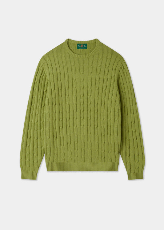 Men's Cotton Cashmere Crew Neck Jumper in Green